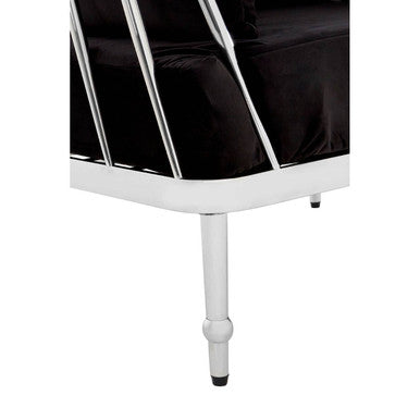 Novo Black Velvet Chair with Silver Frame