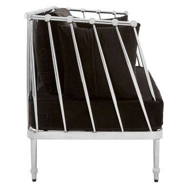 Novo 2 Seat Silver Finish Tapered Arms Sofa