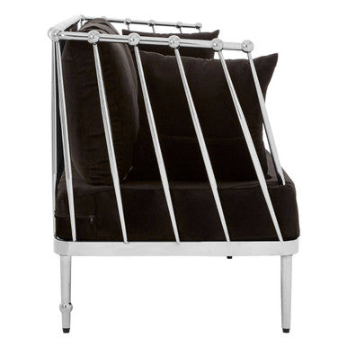 3 Seater Silver Finish Tapered Arms Sofa, Novo