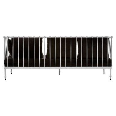 3 Seater Silver Finish Tapered Arms Sofa, Novo