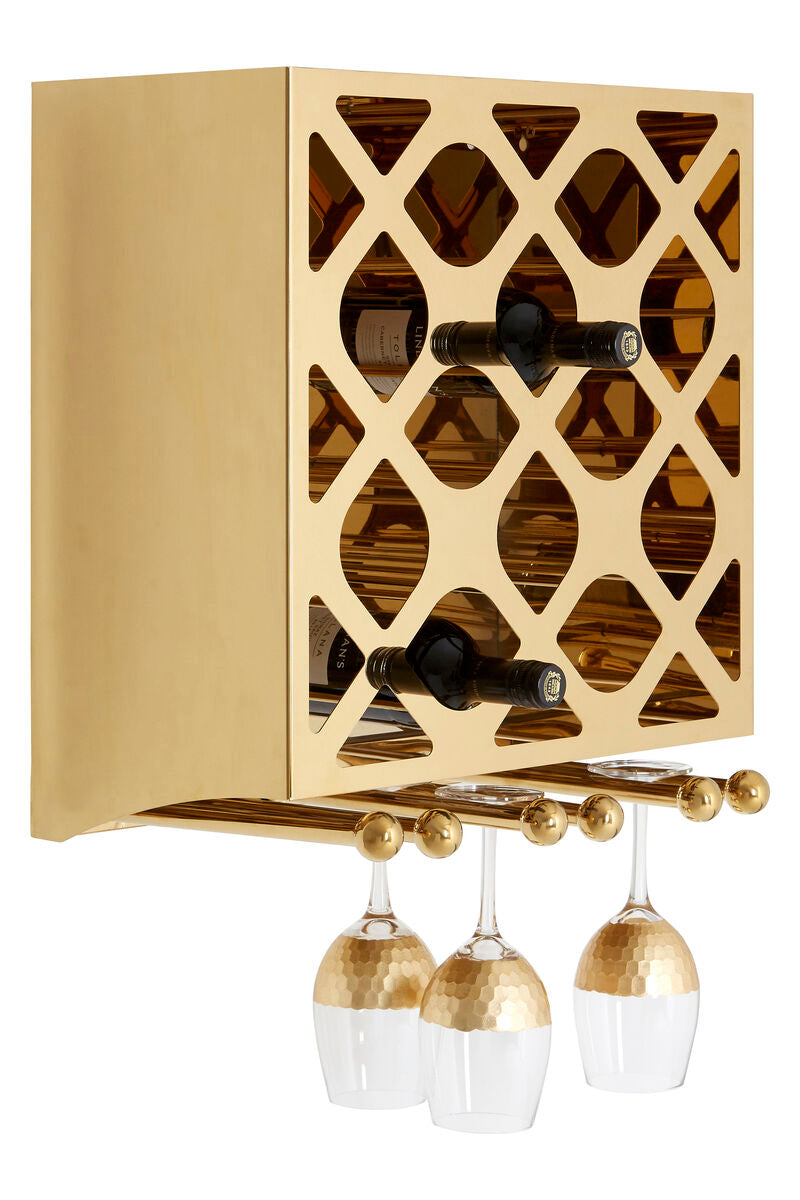 Novo 12 Bottle Gold Finish Wine Rack