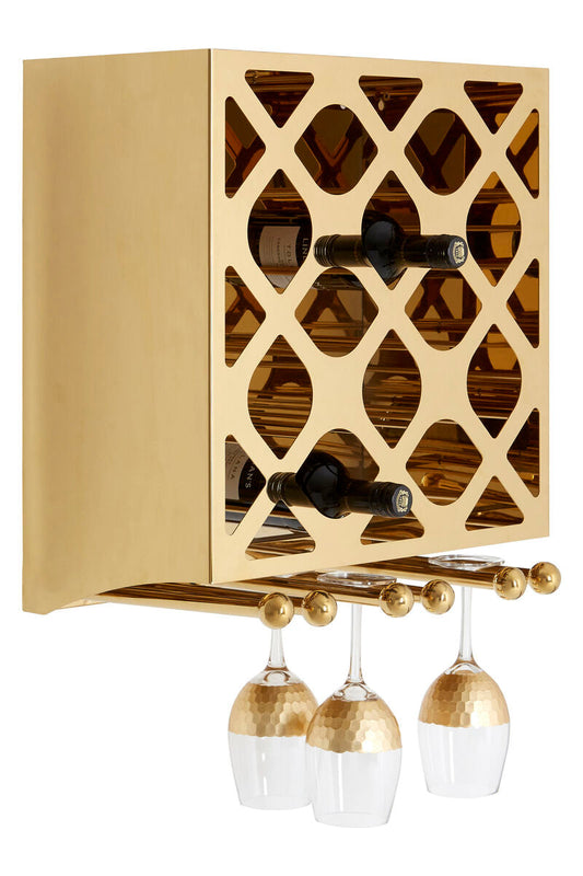 12 Bottle Gold Finish Wine Rack | Novo