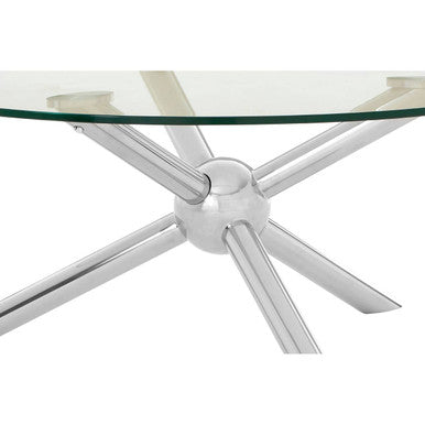 Round Silver Coffee Table with Tempered Glass Top | Novo