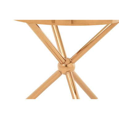 Round Rose Gold Side Table with Tempered Glass Top | Novo