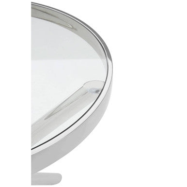 Round Silver Side Table with Tempered Glass Top | Novo