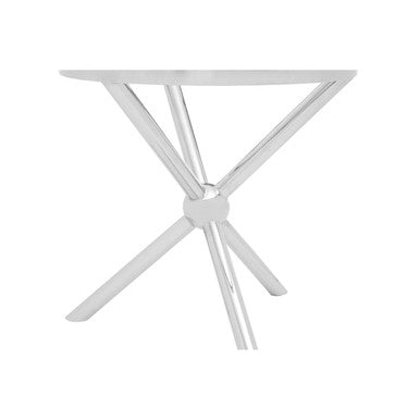 Round Silver Side Table with Tempered Glass Top | Novo