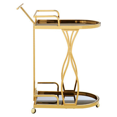 2 Tier Gold and Wavy Design Trolley | Novo