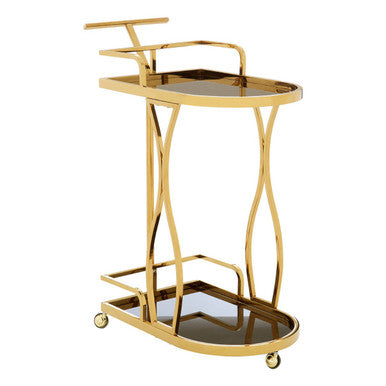 2 Tier Gold and Wavy Design Trolley | Novo