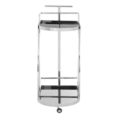 Black Glass and Silver Frame 2 Tier Trolley | Novo