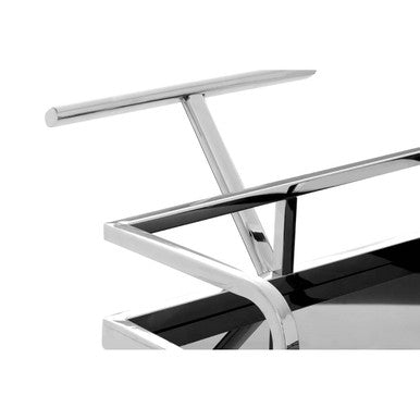 Black Glass and Silver Frame 2 Tier Trolley | Novo