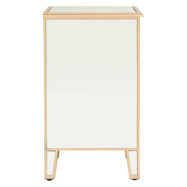 Mirrored Glass Side Table with Arabesque Detail in Gold Finish | Grazia