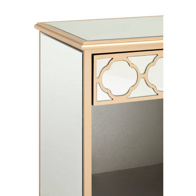 Mirrored Glass Side Table with Arabesque Detail in Gold Finish, Grazia