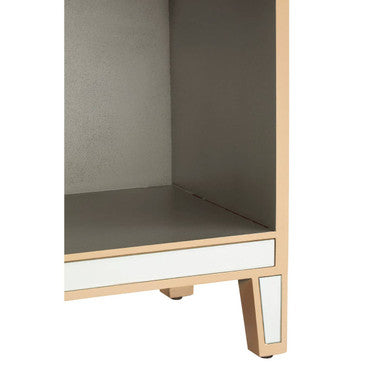 Mirrored Glass Side Table with Arabesque Detail in Gold Finish | Grazia