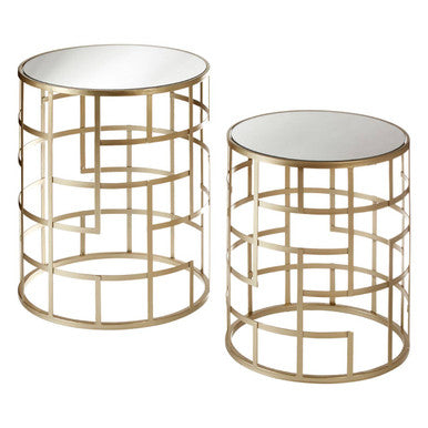 Set Of 2 Avantis Champagne Frame Tables