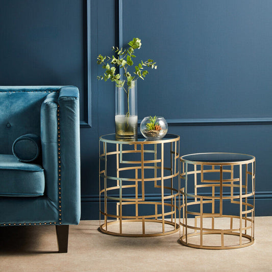 Set Of 2 Avantis Champagne Frame Tables