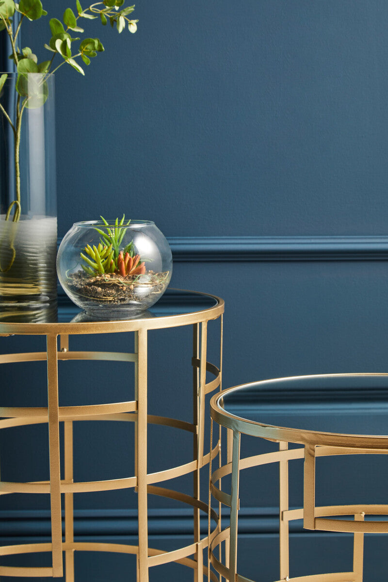 Set Of 2 Avantis Champagne Frame Tables