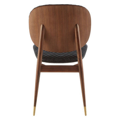 Black Leather and Walnut Wood Dining Chair | Kenso