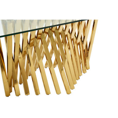 Arezzo Glass Top Dining Table With Gold Polished Frame