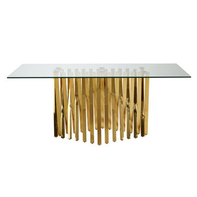 Arezzo Glass Top Dining Table With Gold Polished Frame