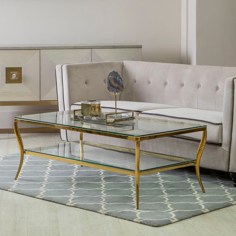 Arezzo Tempered Glass Two Tier Coffee Table