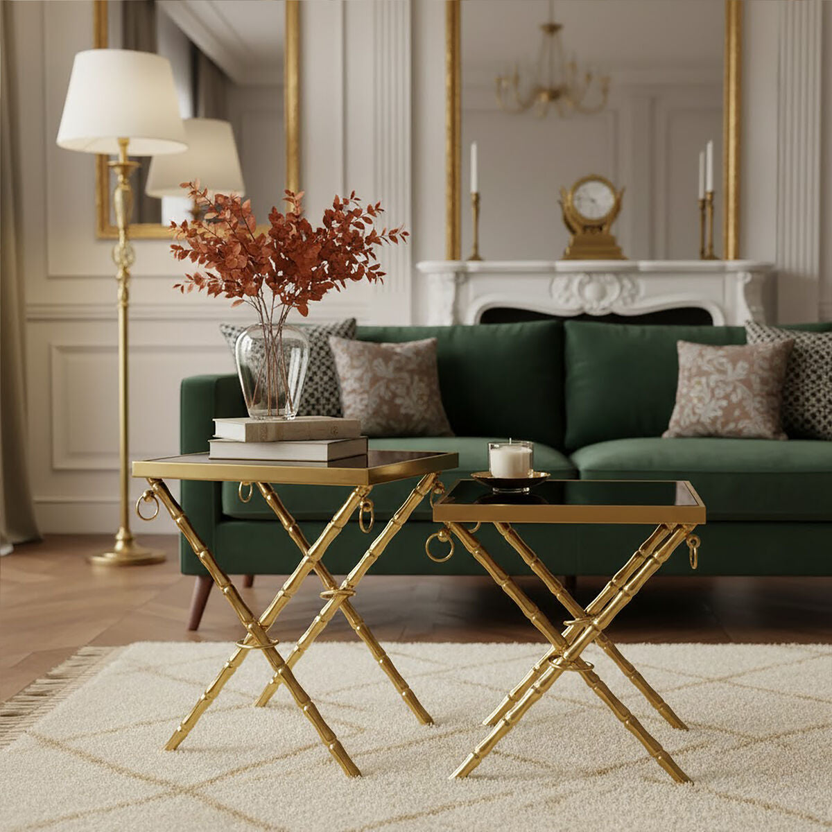 Arezzo Gold and Black Set Of 2 Nesting Tables