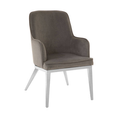 Grey Velvet Dining Chair with Silver Finish Legs | Eliza