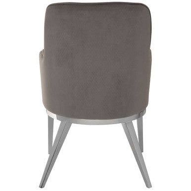 Grey Velvet Dining Chair with Silver Finish Legs | Eliza