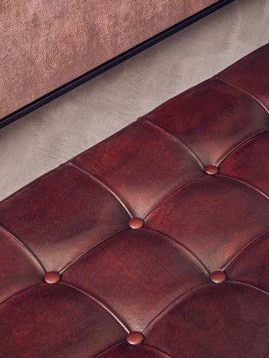 Antique Brown Leather Bench | Inca