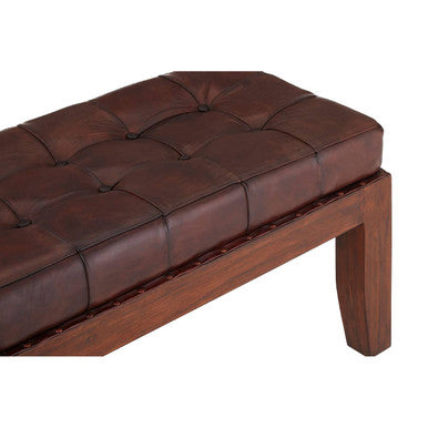 Antique Brown Leather Bench | Inca