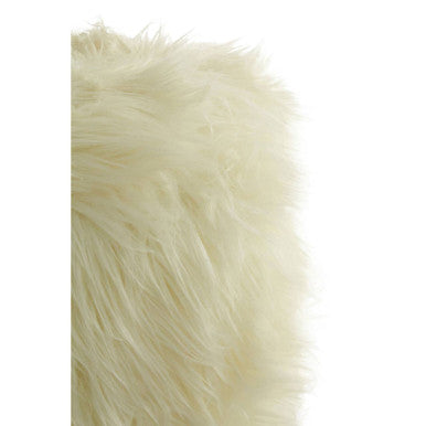 Inca White Faux Fur Footstool with Padded Seat