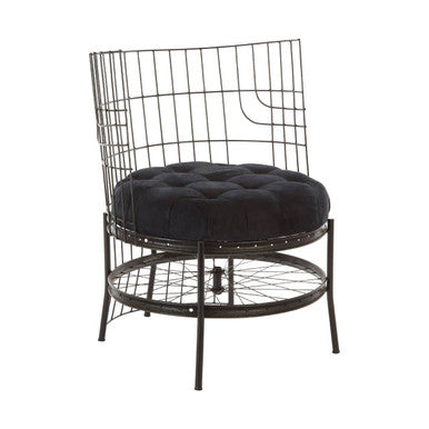Mantis Black Fabric Chair with Button Tufting