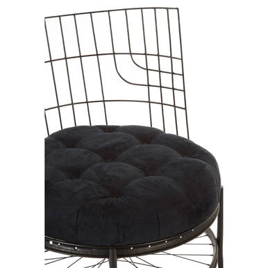 Mantis Black Fabric Chair with Button Tufting