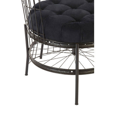 Mantis Black Fabric Chair with Button Tufting