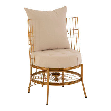 Mantis Gold Fabric Chair with Button Tufting
