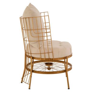 Mantis Gold Fabric Chair with Button Tufting