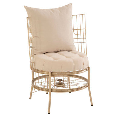 Mantis Champagne Gold Fabric Chair with Button Tufting