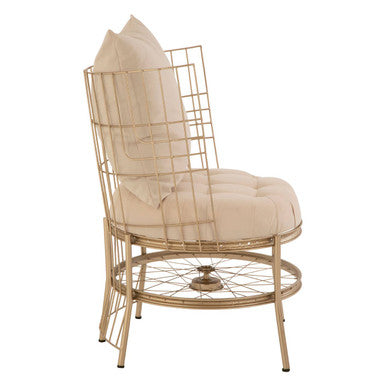 Mantis Champagne Gold Fabric Chair with Button Tufting