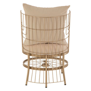 Mantis Champagne Gold Fabric Chair with Button Tufting