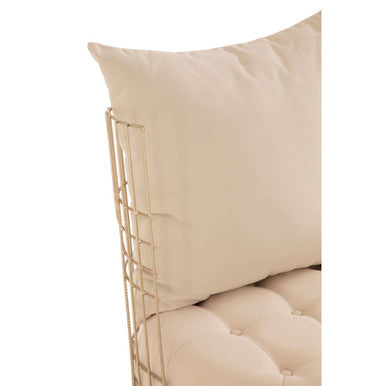 Mantis Champagne Gold Fabric Chair with Button Tufting