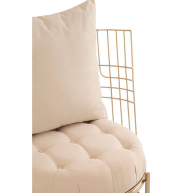 Mantis Champagne Gold Fabric Chair with Button Tufting
