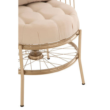 Mantis Champagne Gold Fabric Chair with Button Tufting