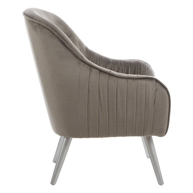 Louxor Grey Velvet Chair with Silver Finish Legs