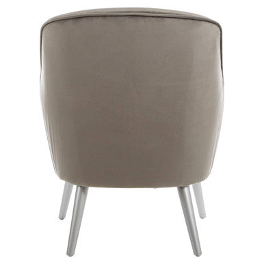 Louxor Grey Velvet Chair with Silver Finish Legs