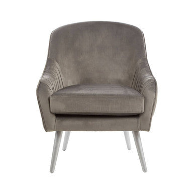 Louxor Grey Velvet Chair with Silver Finish Legs