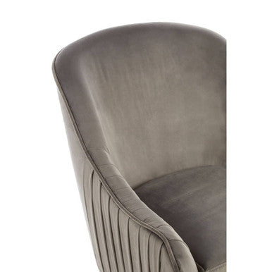 Louxor Grey Velvet Chair with Silver Finish Legs