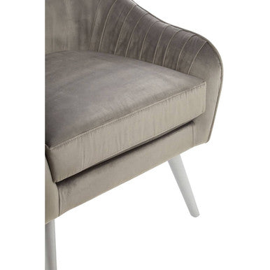 Louxor Grey Velvet Chair with Silver Finish Legs