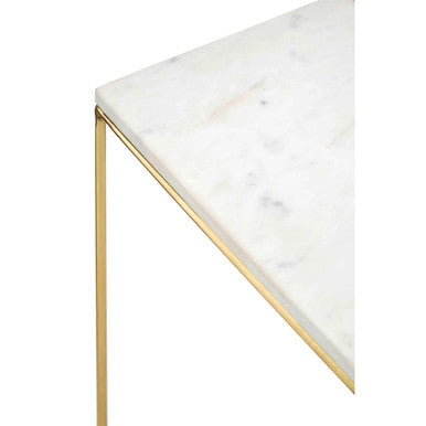 Gold Square Side Table with Agate Stone and White Marble | Vizzini