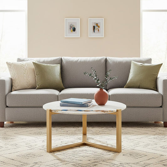 Vizzini Agate Marble Top Round Coffee Table