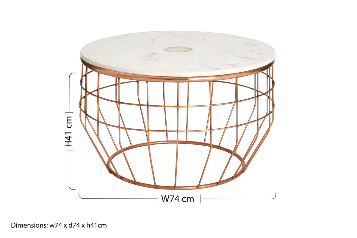 Vizzini White Marble Coffee Table