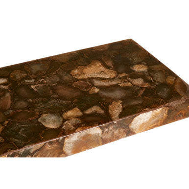Natural Agate Console Table in Gold Warm Brass Tone Finish | Relic